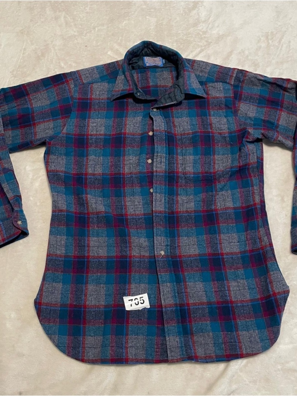 Vtg Pendleton Shirt Mens Medium L Purple Plaid Virgin Wool Made in USA